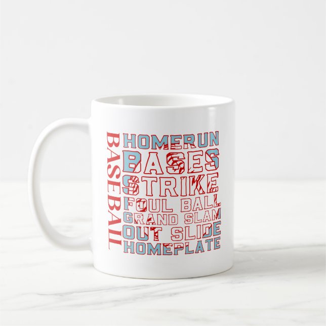 Mots De Baseball Café Mug (Gauche)