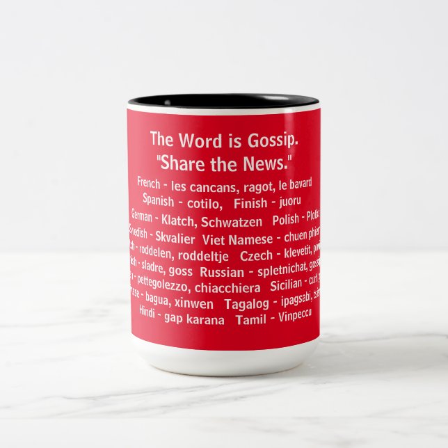 Mots De Potins Internationaux, Mug À Café Deux Ton (Centre)