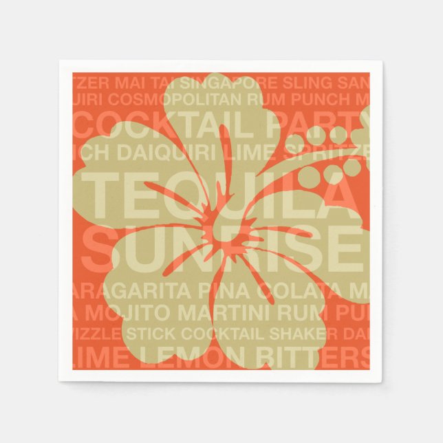 Mots d'été Cocktails et serviettes en papier Hibis (Devant)