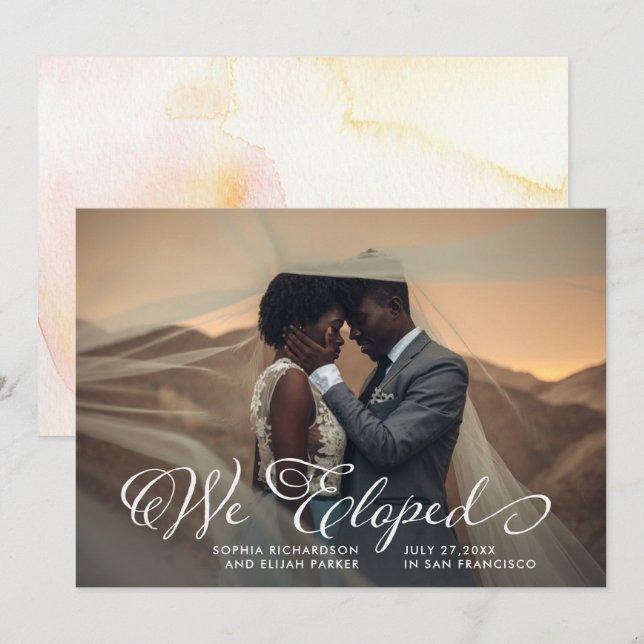 Mots Whimsical | Nous Avons Elopé Le Faire-part Ph (Devant / Derrière)