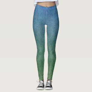 Mottled Blue to Green Gradient Leggings