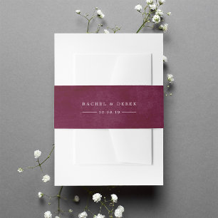 Mottled Cabernet Personalized Wedding Invitation Belly Band