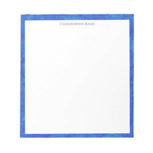 Mottled Cobalt Blue Border Canvas Look Notepad
