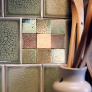 Mottled Marbled Earth Tone Set of 9 Wall Decor Cer Tile