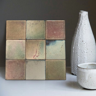 Mottled Marbled Earth Tone Set of 9 Wall Decor Tile