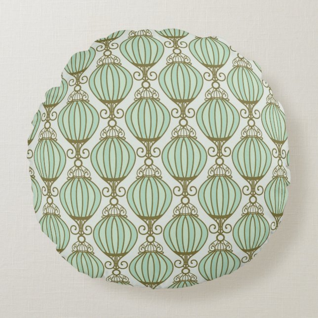 Motton Blue Pattern Round Pillow (Front)