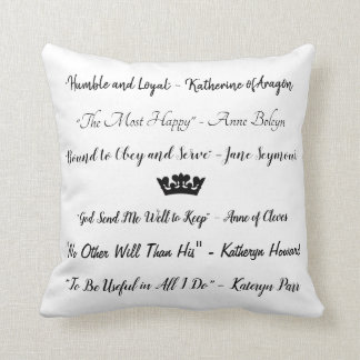 Mottos: Six Wives of Henry VIII with Rose Tapestry Throw Pillow