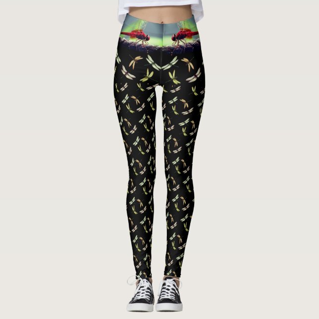 Mouche sauvage - libellules - Leggings de compress (Devant)