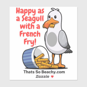Mouette avec autocollant frite wildwood boardwalk