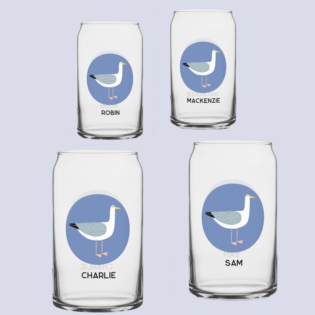 Mouette personnalisée (Seagull coastal personalized names can style glass)