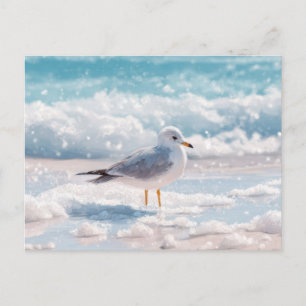 Mouette sur la carte postale d'art côtier de la pl