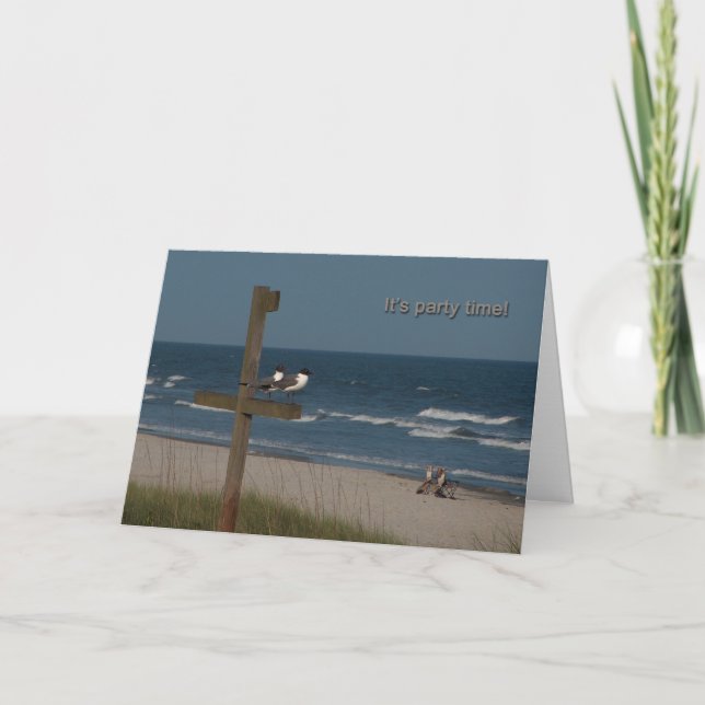 mouettes à la carte d'anniversaire de plage (Devant)