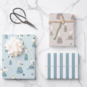 Mouettes à l'ensemble de papier d'enveloppement de