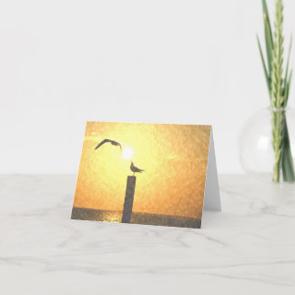 Mouettes au carte pour notes de crépuscule