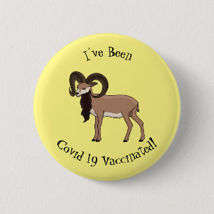 Mouflon goat illustration 2 inch round button