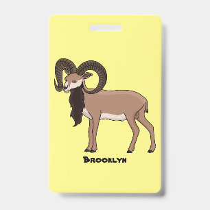 Mouflon goat illustration badge
