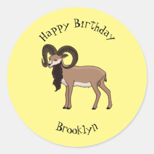Mouflon goat illustration  classic round sticker