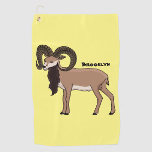 Mouflon goat illustration golf towel