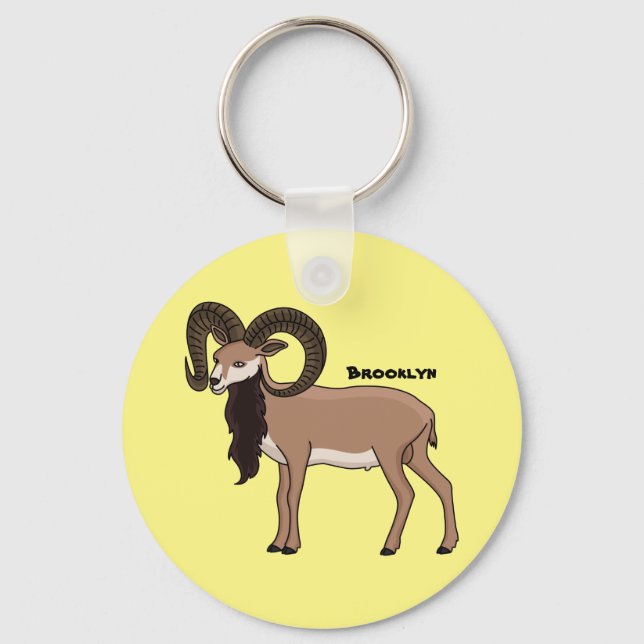 Mouflon goat illustration keychain (Front)