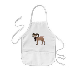 Mouflon goat illustration kids apron