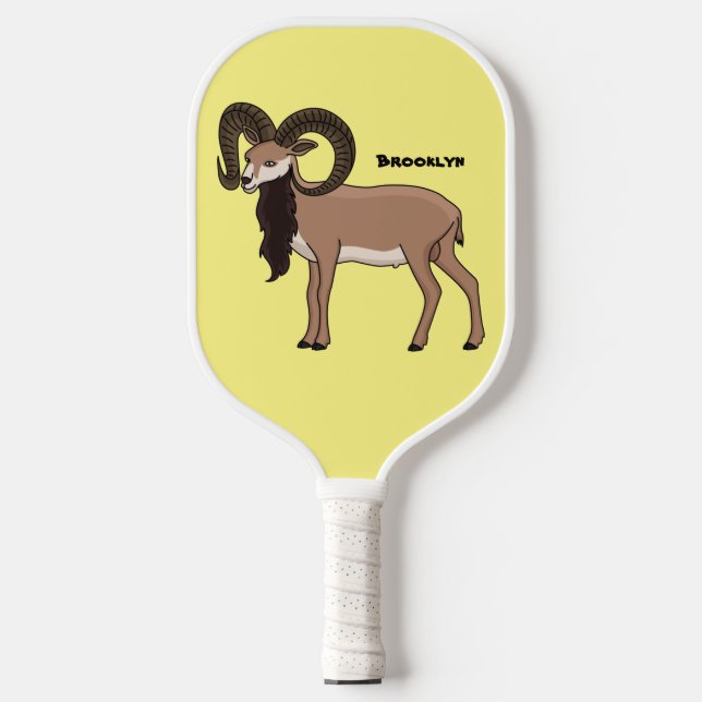 Mouflon goat illustration  pickleball paddle (Front)