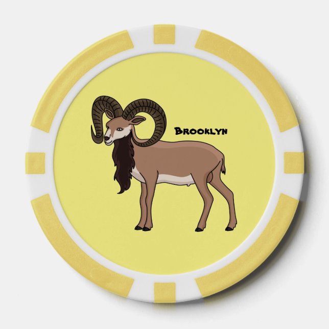 Mouflon goat illustration poker chips (Front)