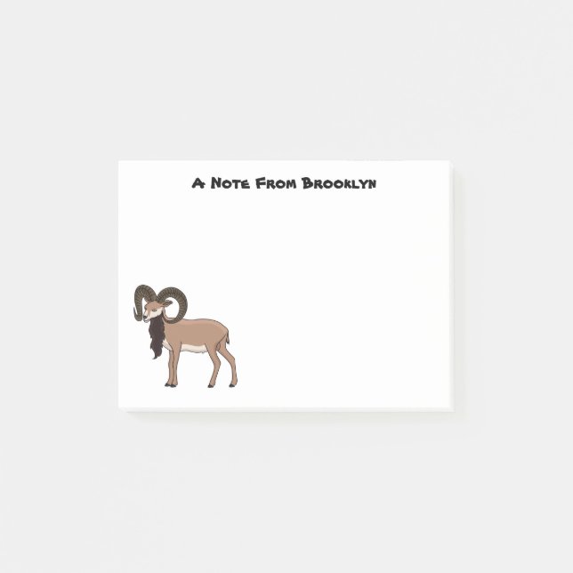 Mouflon goat illustration post-it notes (Front)