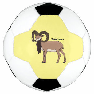 Mouflon goat illustration soccer ball