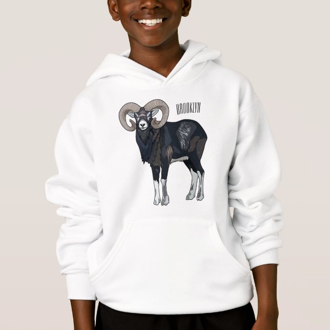Mouflon sheep cartoon illustration (Front)