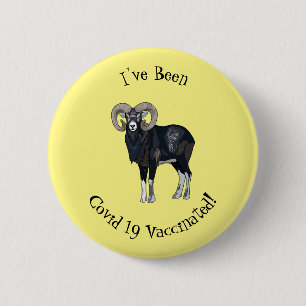 Mouflon sheep cartoon illustration 2 inch round button
