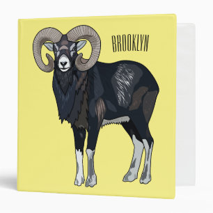 Mouflon sheep cartoon illustration binder