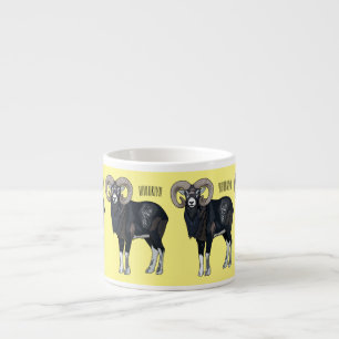 Mouflon sheep cartoon illustration espresso cup