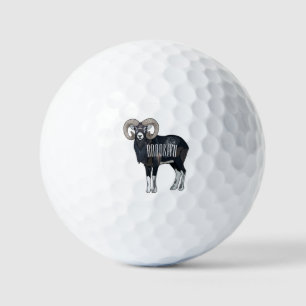 Mouflon sheep cartoon illustration golf balls