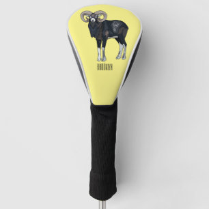 Mouflon sheep cartoon illustration golf head cover