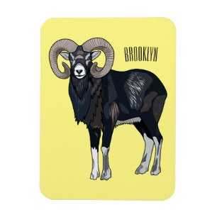 Mouflon sheep cartoon illustration magnet