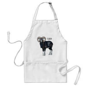 Mouflon sheep cartoon illustration standard apron