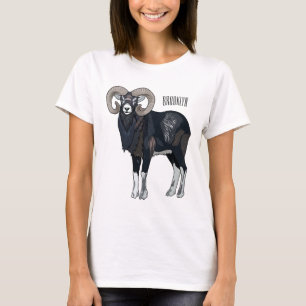 Mouflon sheep cartoon illustration T-Shirt