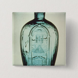 Mould-blown masonic flask 2 inch square button