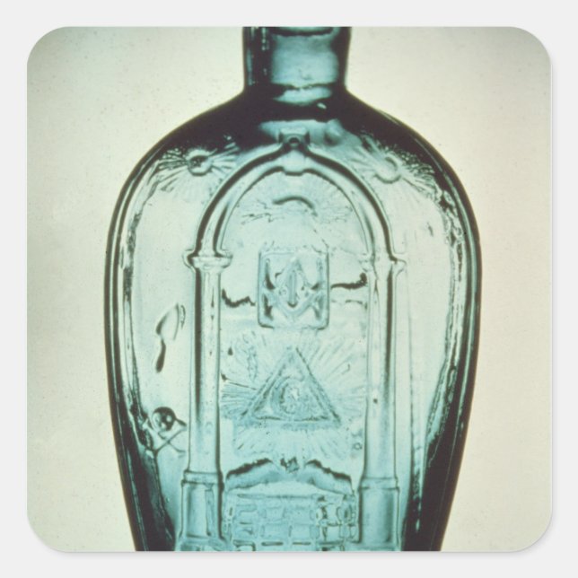 Mould-blown masonic flask square sticker (Front)