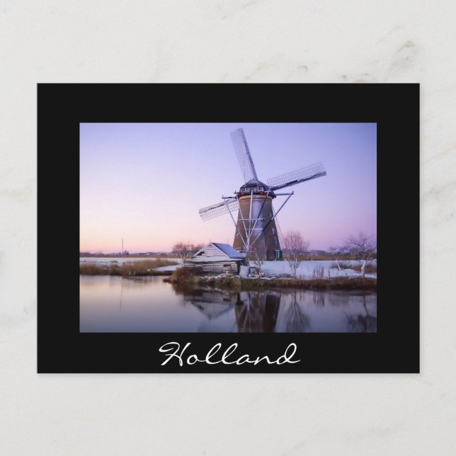 Moulin à froid au lever du soleil, Hollande carte  (Devant)