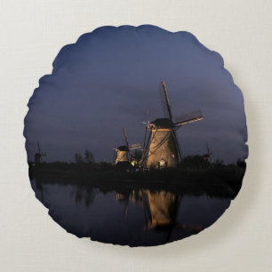 Moulin à vent lumineux au coussin rond d'heure