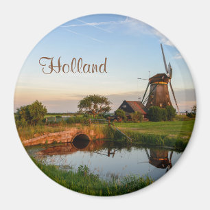 Moulin à vin à la campagne, aimant texte hollandai