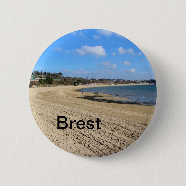 Moulin Blanc beach in Brest 2 Inch Round Button (Front)
