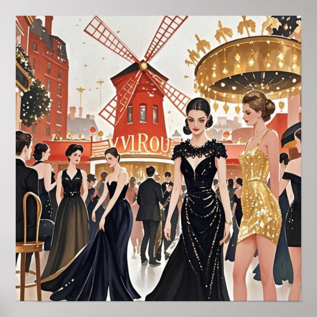 Moulin rouge style, black and gold, Rich luxury  Poster (Front)