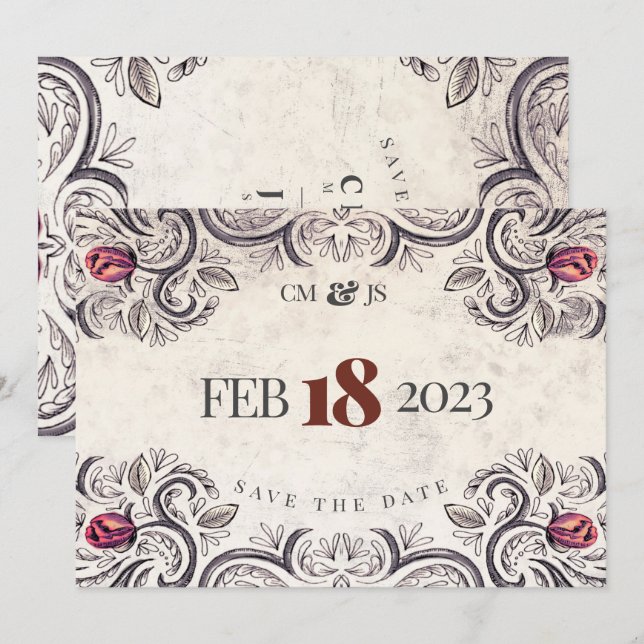 Mouline Rouge Rustic Rose Invitation (Front/Back)