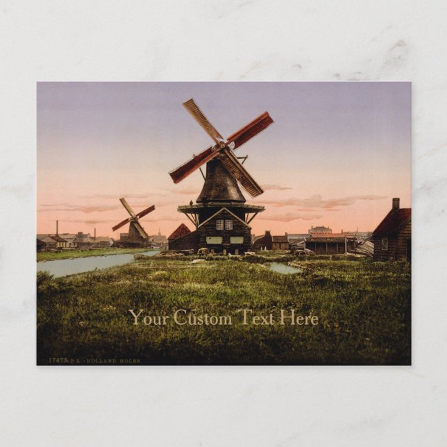 Moulins à vent hollandais vintage carte postale pe (Devant)