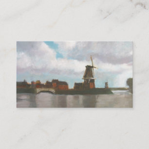 Moulins à vent néerlandais peignant le carte de