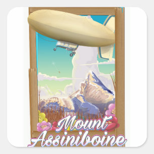 Mount Assiniboine Blimp vacation poster Square Sticker