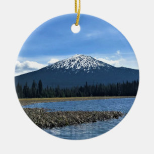 Mount Bachelor at Hosmer Lake, OR Ceramic Ornament