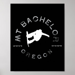 Mount Bachelor Oregon Graphic Vintage Snowboarding Poster